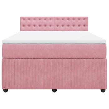 Boxspringbett mit Matratze Rosa 160x200 cm Samt