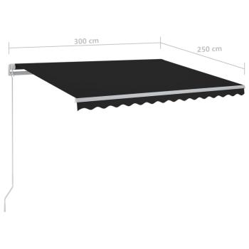 Markise Automatisch Einziehbar mit Pfosten 3x2,5 m Anthrazit