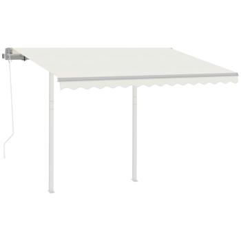 Markise Automatisch Einziehbar mit Pfosten 3x2,5 m Creme