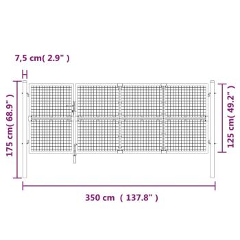 Mesh-Gartentor Anthrazit 350x175 cm Verzinkter Stahl