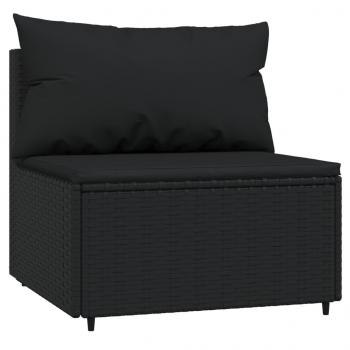 4-tlg. Garten-Lounge-Set mit Kissen Schwarz Poly Rattan