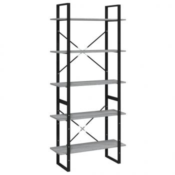 Bücherregal 5 Fächer Grau Sonoma-Eiche 80x30x175 Holzwerkstoff