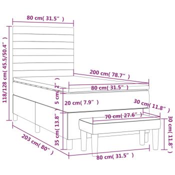 Boxspringbett mit Matratze Taupe 80x200 cm Stoff