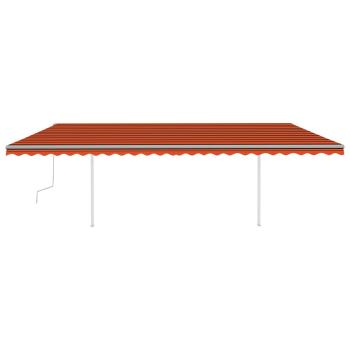 Markise Manuell Einziehbar mit Pfosten 6x3,5 m Orange & Braun