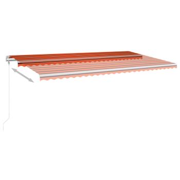 Markise Manuell Einziehbar mit Pfosten 6x3,5 m Orange & Braun