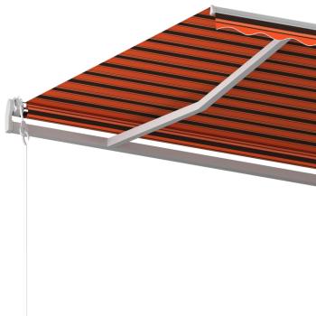 Markise Manuell Einziehbar mit Pfosten 6x3,5 m Orange & Braun