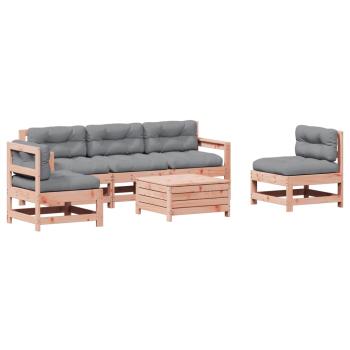 6-tlg. Garten-Lounge-Set mit Kissen Massivholz Douglasie