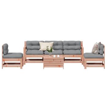 6-tlg. Garten-Lounge-Set mit Kissen Massivholz Douglasie