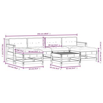 7-tlg. Garten-Lounge-Set mit Kissen Massivholz Douglasie