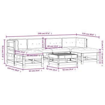 7-tlg. Garten-Lounge-Set mit Kissen Massivholz Douglasie