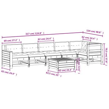 7-tlg. Garten-Lounge-Set mit Kissen Massivholz Douglasie