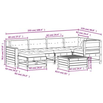 7-tlg. Garten-Lounge-Set mit Kissen Massivholz Douglasie