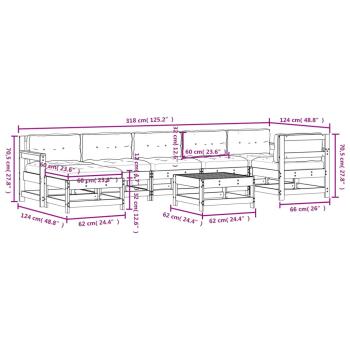 8-tlg. Garten-Lounge-Set mit Kissen Massivholz Douglasie