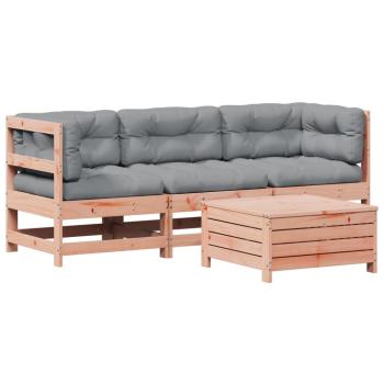 4-tlg. Garten-Lounge-Set mit Kissen Massivholz Douglasie