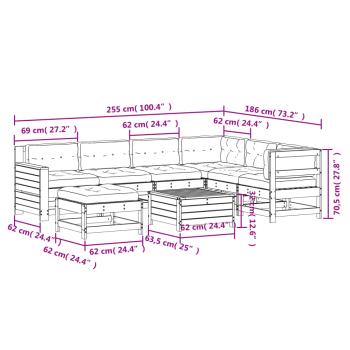 8-tlg. Garten-Lounge-Set mit Kissen Massivholz Douglasie