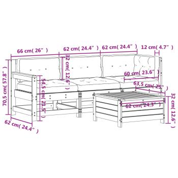 4-tlg. Garten-Lounge-Set mit Kissen Massivholz Douglasie