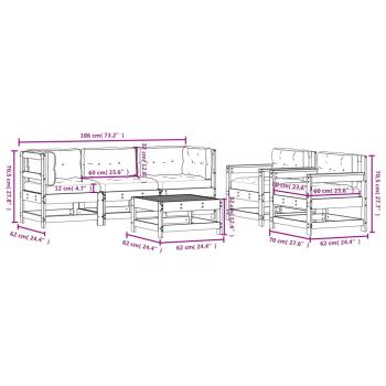 6-tlg. Garten-Lounge-Set mit Kissen Massivholz Douglasie