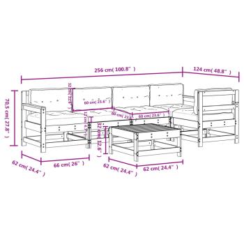 6-tlg. Garten-Lounge-Set mit Kissen Massivholz Douglasie