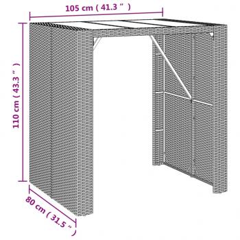 5-tlg. Gartenbar-Set Schwarz Poly Rattan & Massivholz Akazie