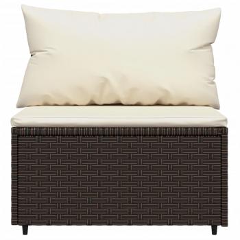 Garten-Mittelsofa mit Kissen Braun Poly Rattan