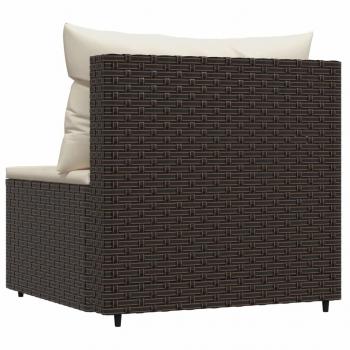 Garten-Mittelsofa mit Kissen Braun Poly Rattan