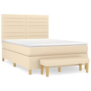 Boxspringbett mit Matratze Creme 140x190 cm Stoff