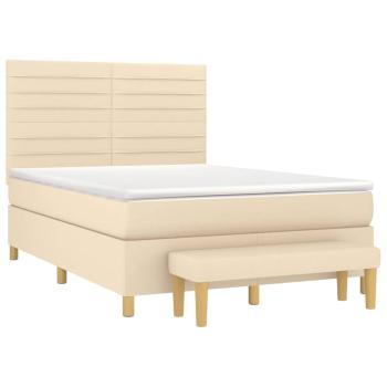 Boxspringbett mit Matratze Creme 140x190 cm Stoff