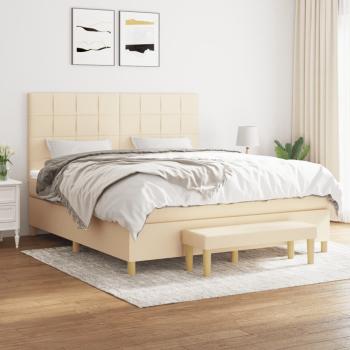 ARDEBO.de - Boxspringbett mit Matratze Creme 160x200 cm Stoff