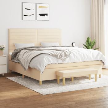 ARDEBO.de - Boxspringbett mit Matratze Creme 160x200 cm Stoff