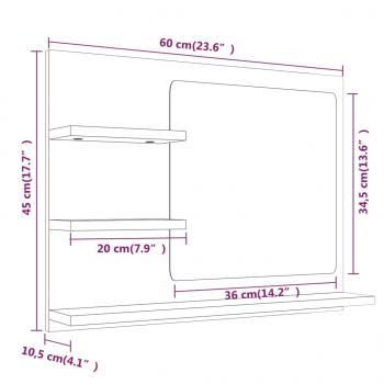 Badspiegel Braun Eiche-Optik 60x10,5x45 cm Holzwerkstoff