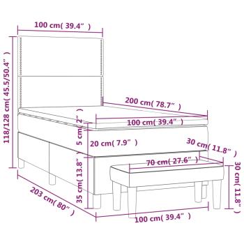 Boxspringbett mit Matratze Dunkelgrün 100x200 cm Samt