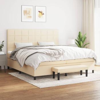 ARDEBO.de - Boxspringbett mit Matratze Creme 200x200 cm Stoff