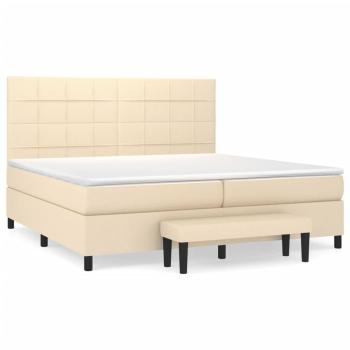 Boxspringbett mit Matratze Creme 200x200 cm Stoff