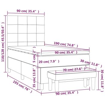 Boxspringbett mit Matratze Dunkelgrün 90x190 cm Samt