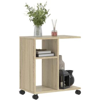 Beistelltisch mit Rollen Sonoma-Eiche 50x30x55 cm Holzwerkstoff