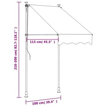 Markise Einziehbar Anthrazit 100x150 cm Stoff und Stahl