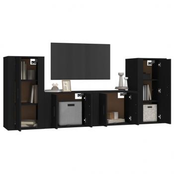 4-tlg. TV-Schrank-Set Schwarz Holzwerkstoff