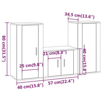 3-tlg. TV-Schrank-Set Schwarz Holzwerkstoff