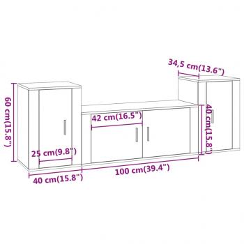 3-tlg. TV-Schrank-Set Hochglanz-Weiß Holzwerkstoff