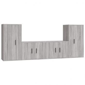 4-tlg. TV-Schrank-Set Grau Sonoma Holzwerkstoff