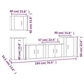 5-tlg. TV-Schrank-Set Schwarz Holzwerkstoff