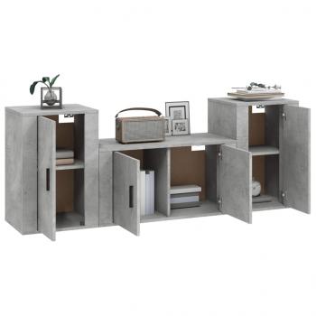 3-tlg. TV-Schrank-Set Betongrau Holzwerkstoff