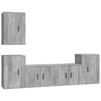 5-tlg. TV-Schrank-Set Betongrau Holzwerkstoff