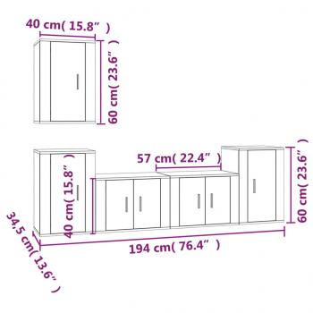 5-tlg. TV-Schrank-Set Betongrau Holzwerkstoff