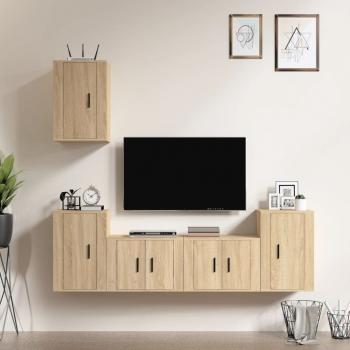 ARDEBO.de - 5-tlg. TV-Schrank-Set Sonoma-Eiche Holzwerkstoff