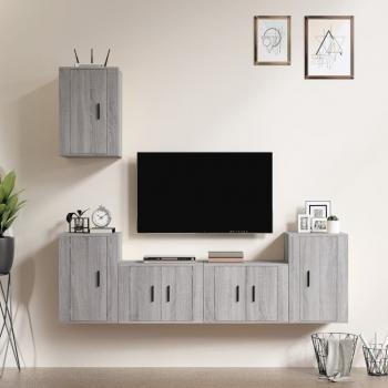 ARDEBO.de - 5-tlg. TV-Schrank-Set Grau Sonoma Holzwerkstoff