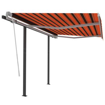 Markise Manuell Einziehbar mit Pfosten 3,5x2,5 m Orange & Braun