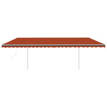 Markise Manuell Einziehbar mit Pfosten 3,5x2,5 m Orange & Braun