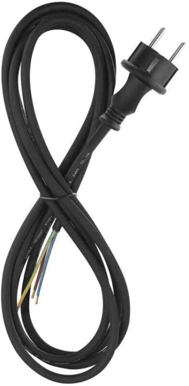 EMOS S03430 Netzkabel, H05RR-F, 3x 2,5mm², Länge 3m, Gummi, schwarz (2425430230)