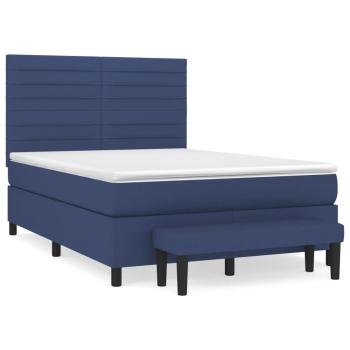 Boxspringbett mit Matratze Blau 140x190 cm Stoff